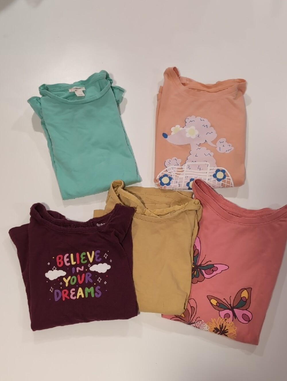 Girl's Short Sleeved Solid And Graphic Tee Bundle